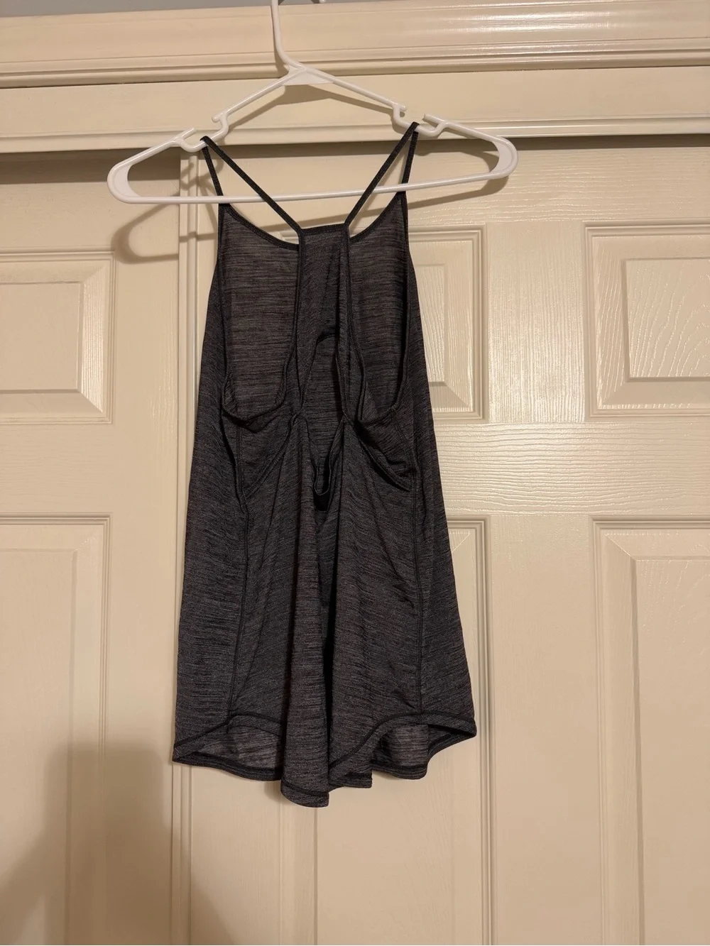 Lululemon Thin Strappy Stretchy Shiny Heathered Blk Yoga Tank